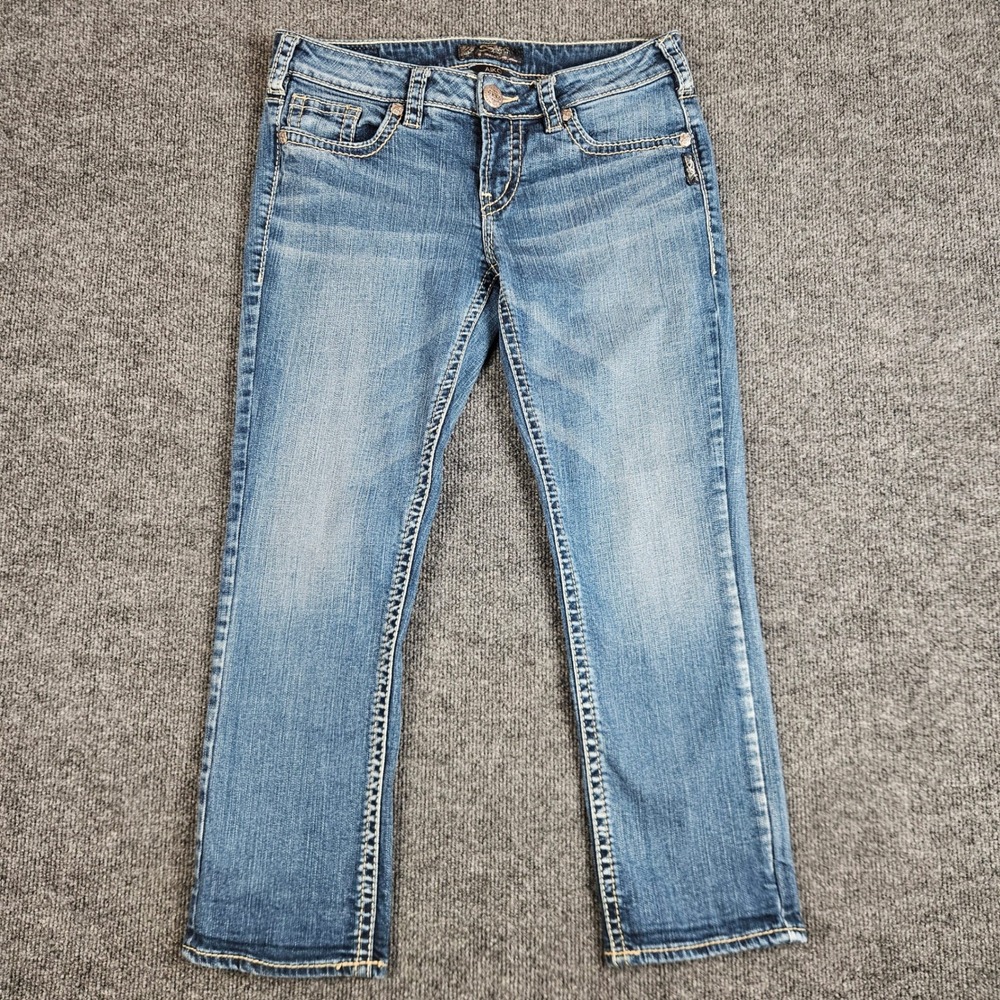 Silver‎ Aiko Mid Capri Jeans Women's 29 Dark Wash Denim Stretch Casual Cropped